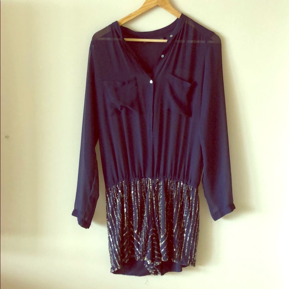 Blue jumpsuit with sparkles